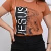 Tshirt Algodão Premium Jesus Leão| Marrom - Imagem 2