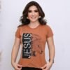 Tshirt Algodão Premium Jesus Leão| Marrom - Imagem 3