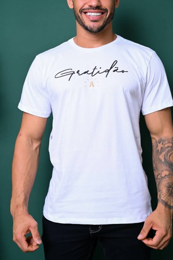 Camiseta Masculina Gratidão| Branco
