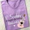 Tshirt 100% Algodão  Violão |Lilás - Imagem 2
