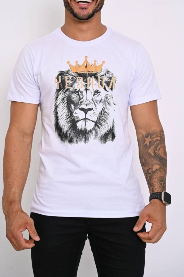 Camiseta Masculina Leão Yeshua |Branco