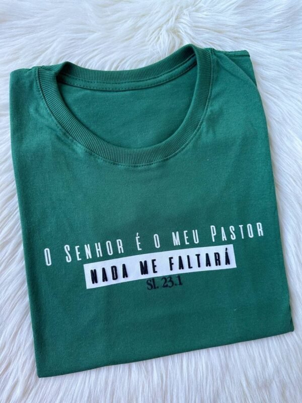 Tshirt 100% Algodão O Senhor é Meu Pastor | Verde