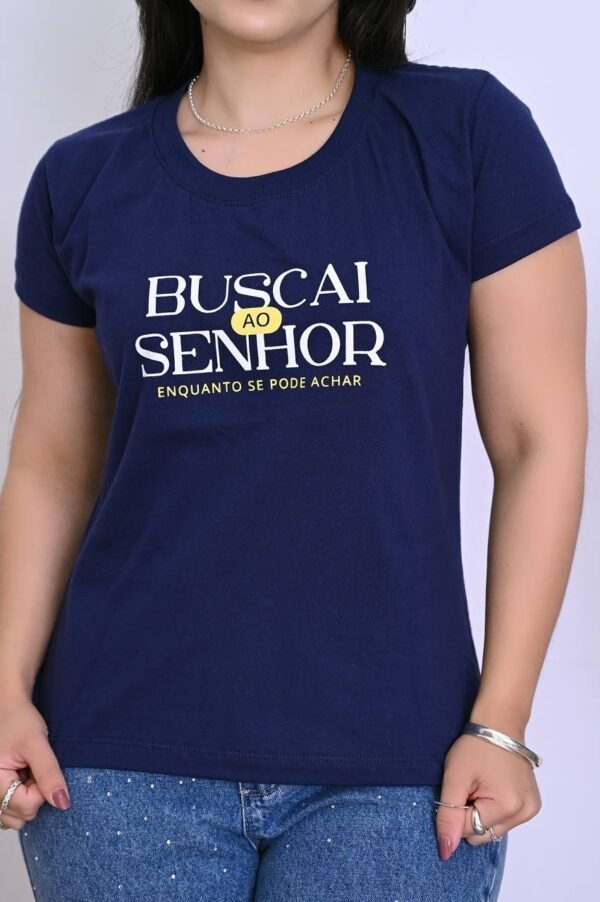 Tshirt Algodão Premium Buscai Ao Senhor | Marinho