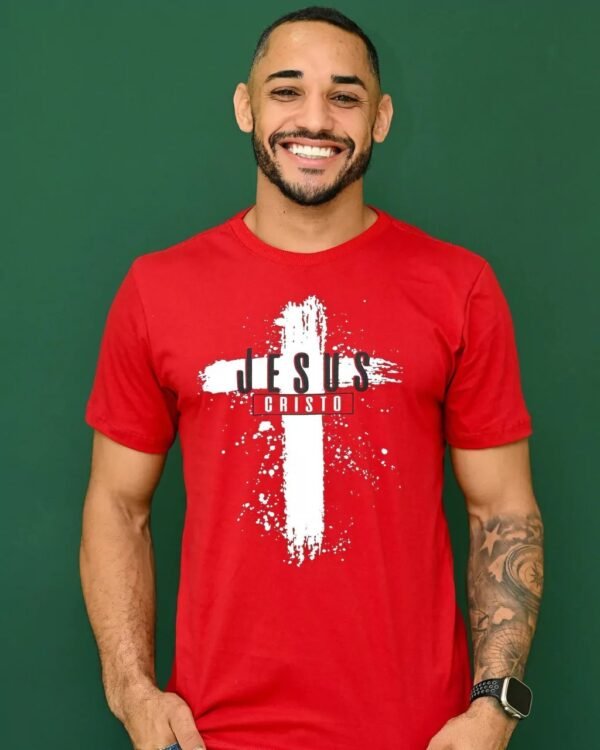 Camiseta Masculina Jesus Cruz| Vermelho