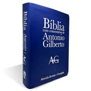 Bíblia com comentários de Antônio Gilberto|Grande|Luxo| Azul