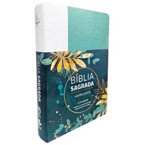 Bíblia Grande| Harpa Cristã | Letra Grande | Floral Verde/Branco| ARC