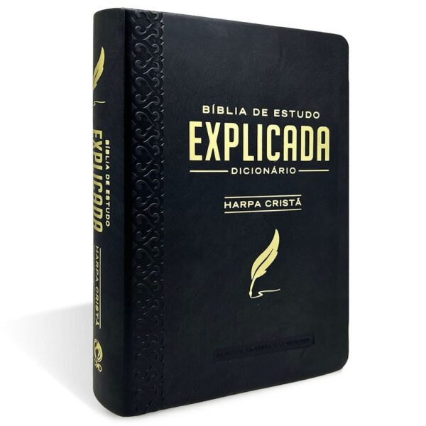 Bíblia de Estudo Explicada| Média| Luxo| Harpa Cristã |Preta|ARC