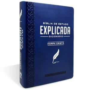 BIBLIA DE ESTUDO EXPLICADA MEDIA LUXO HARPA CRISTA AZUL