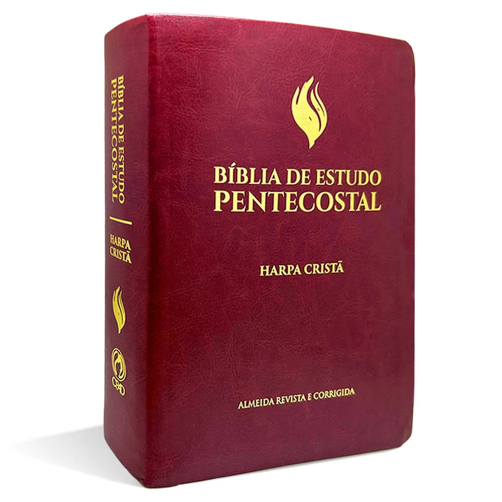 BIBLIA DE ESTUDO PENTECOSTAL MEDIA LUXO HARPA CRISTA VINHO - Imagem 2