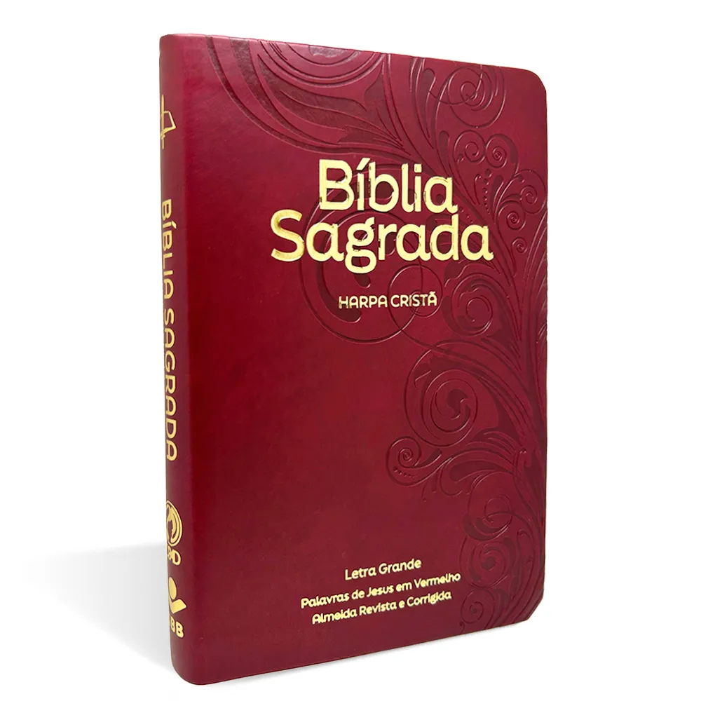 BIBLIA GRANDE HARPA CRISTA LUXO LETRA GRANDE FLORAL VINHO (CPAD)