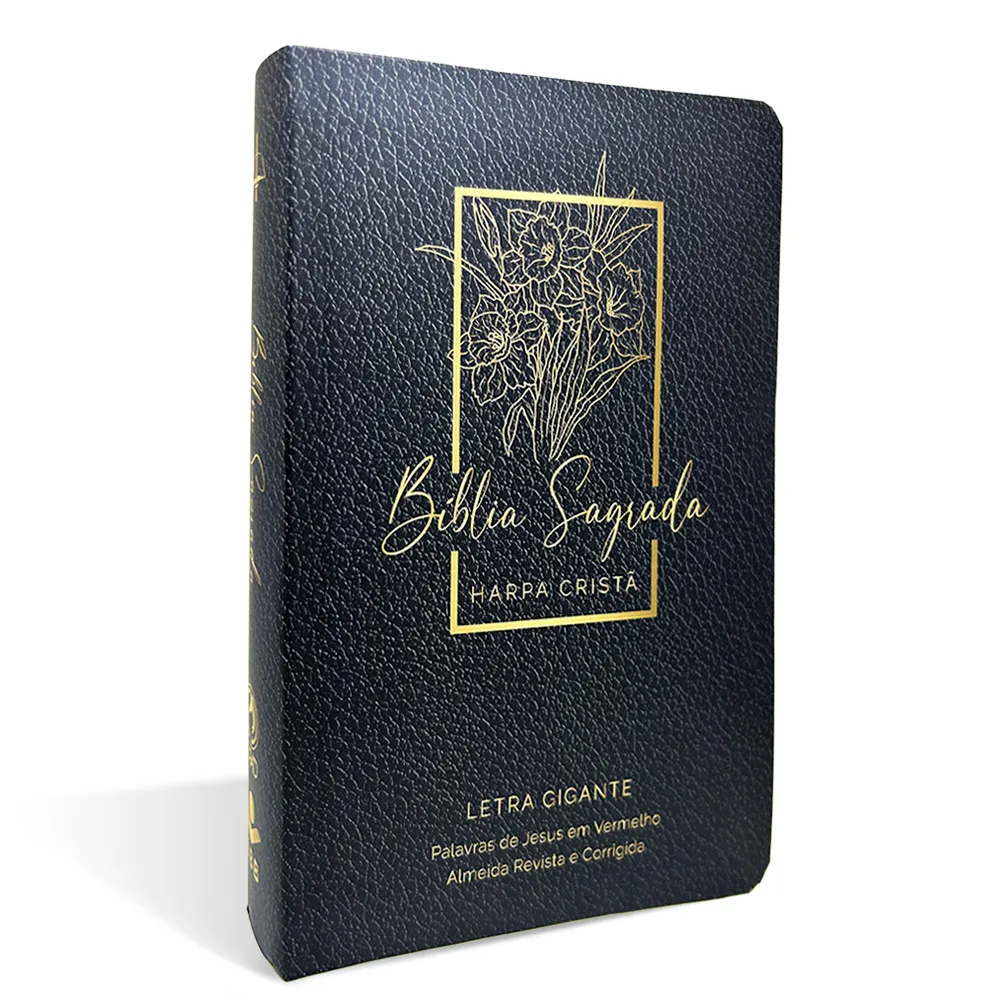 BIBLIA GRANDE HARPA CRISTA POPULAR LETRA GIGANTE FLORAL PRETA (CPAD)