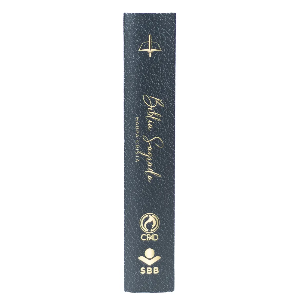 BIBLIA GRANDE HARPA CRISTA POPULAR LETRA GIGANTE FLORAL PRETA (CPAD) - Imagem 3