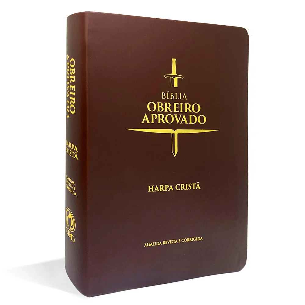 BIBLIA OBREIRO APROVADO MEDIA LUXO HARPA CRISTA MARROM - Imagem 2