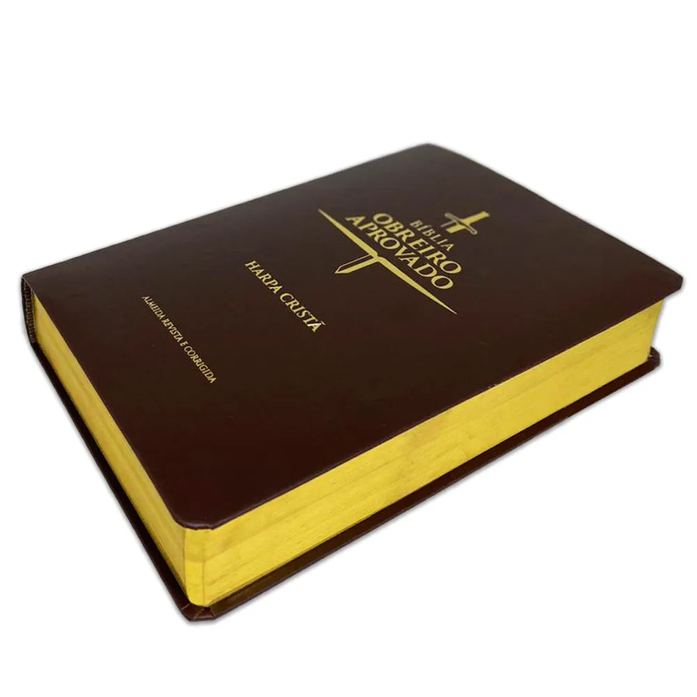 BIBLIA OBREIRO APROVADO MEDIA LUXO HARPA CRISTA MARROM - Imagem 3