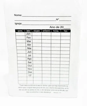 Envelope de Dizimo Branco Anual c/100 und